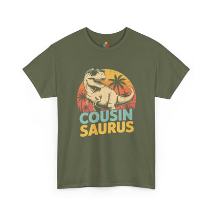 Cousin Saurus Retro Dinosaur T-Shirt – Funny Cousin Gift for Boys and Girls | TEEZOCA 