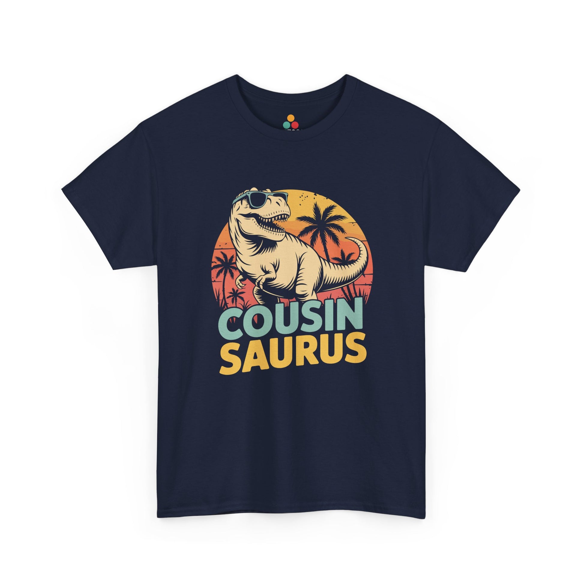 Cousin Saurus Retro Dinosaur T-Shirt – Funny Cousin Gift for Boys and Girls | TEEZOCA 