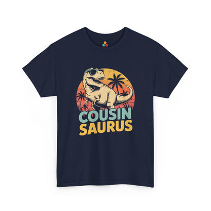 Cousin Saurus Retro Dinosaur T-Shirt – Funny Cousin Gift for Boys and Girls | TEEZOCA 