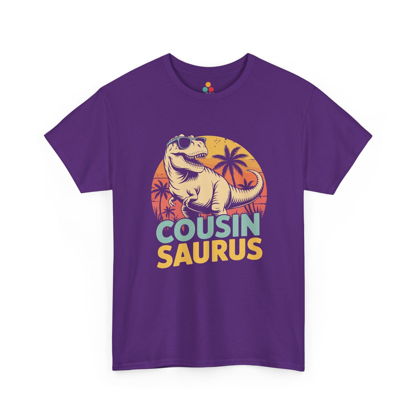 Cousin Saurus Retro Dinosaur T-Shirt – Funny Cousin Gift for Boys and Girls | TEEZOCA 