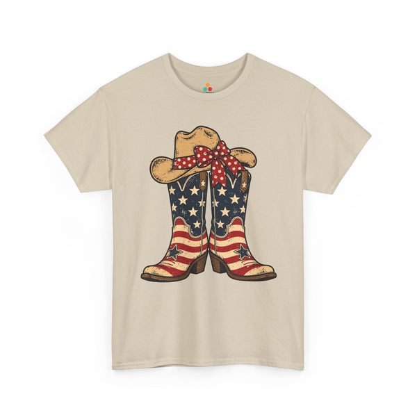 Cowgirl Shirt Vintage American Flag Boots Western T-shirt Gift TEEZOCA
