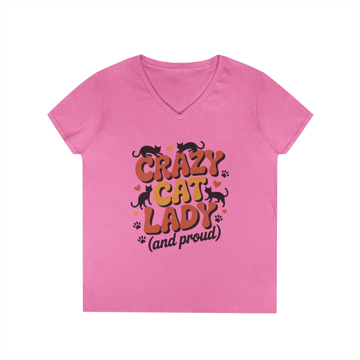Crazy Cat Lady Cute Cat Lover Statement V-Neck T-Shirt for Women | TEEZOCA 