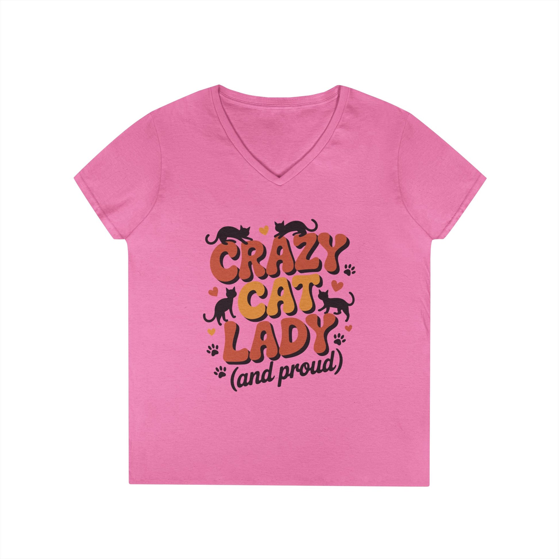 Crazy Cat Lady Cute Cat Lover Statement V-Neck T-Shirt for Women | TEEZOCA 