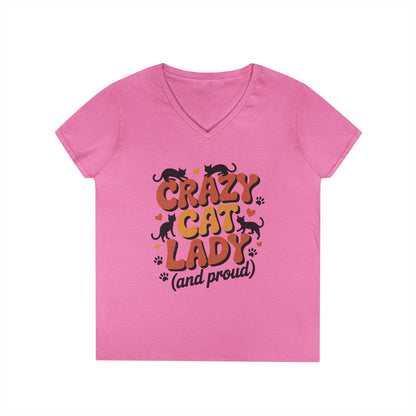 Crazy Cat Lady Cute Cat Lover Statement V-Neck T-Shirt for Women | TEEZOCA 
