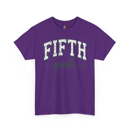 Cute purple fifth grade shirt from TEEZOCA, a unisex adult tee worn by teachers, aides, and room parents.
