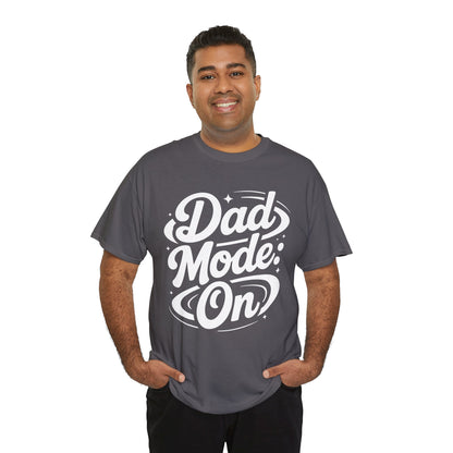 Dad Mode On Unisex T-shirt Bold Script Graphic Streetwear | TEEZOCA father statement graphic Unisex T-shirt confident dad outfit