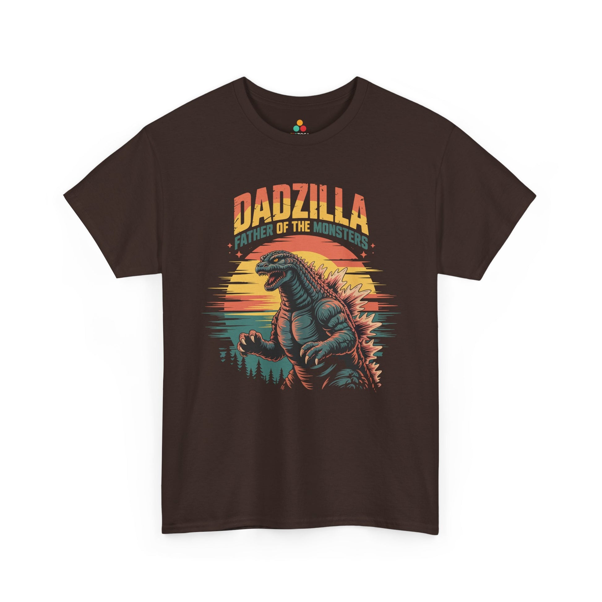 Dadzilla Father of the Monsters Vintage Monster Dad Graphic T-Shirt | TEEZOCA retro sunset monster dad design Unisex T-shirt