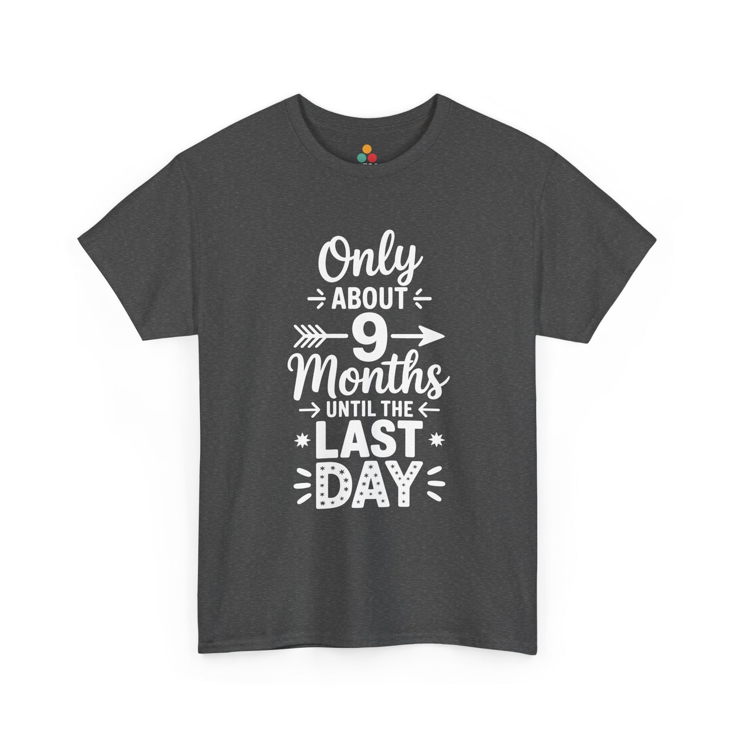 Dark Geay TEEZOCA Only 9 Months Until Last Day Sarcastic T-Shirt – Teacher Countdown Tee
