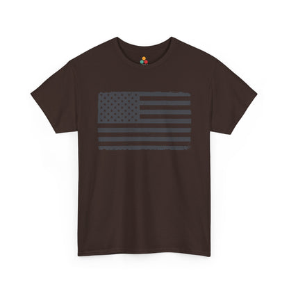 Distressed American Flag dark chocolate brown T-Shirt – Vintage Patriotic Gift for Men and Women | TEEZOCA 