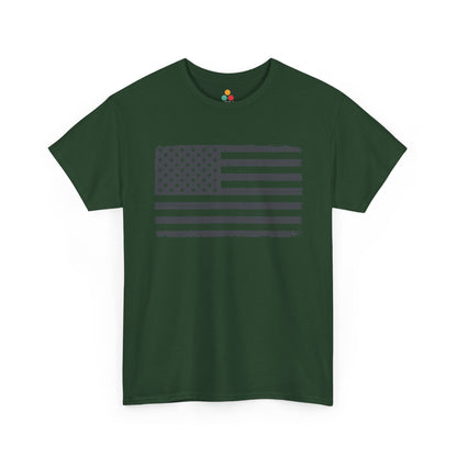 Distressed American Flag forest green cotton T-Shirt – Vintage Patriotic Gift for Men and Women | TEEZOCA 