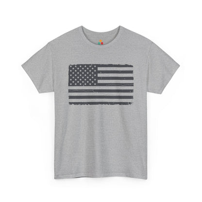 Distressed American Flag heather grey T-Shirt – Vintage Patriotic Gift for Men and Women | TEEZOCA 
