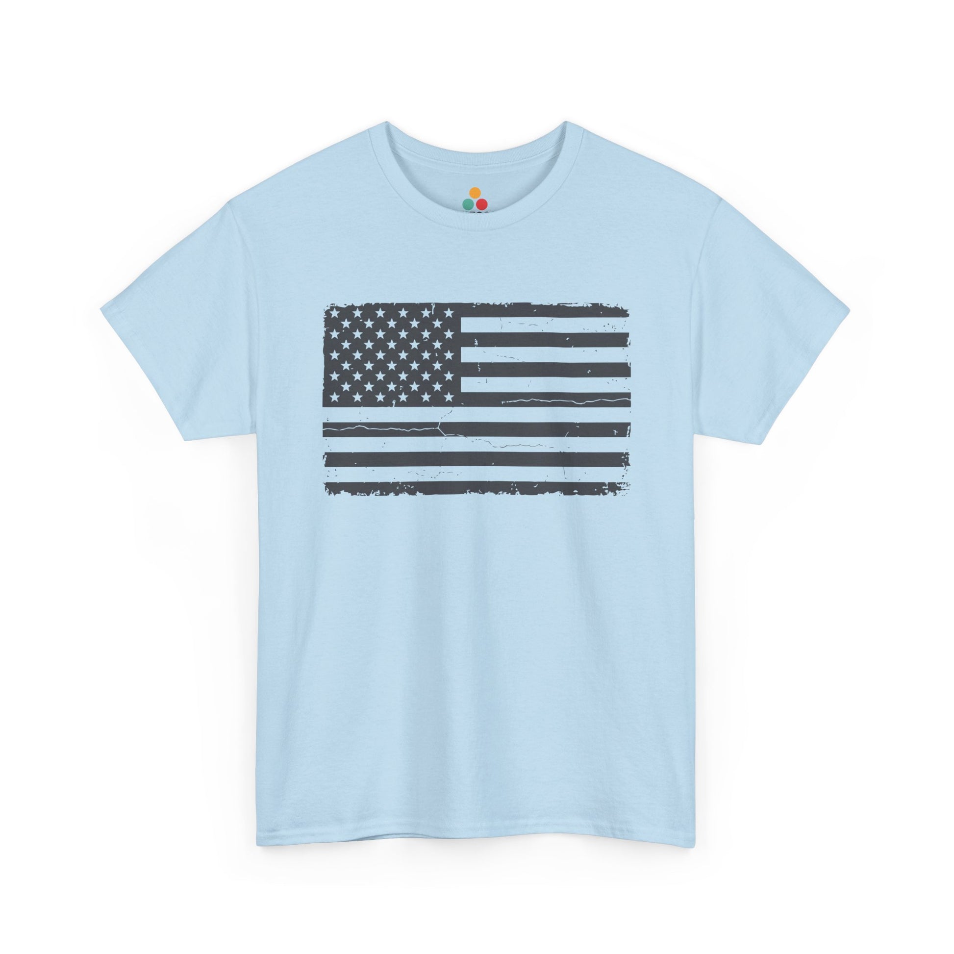 Distressed American Flag light blue T-Shirt – Vintage Patriotic Gift for Men and Women | TEEZOCA 