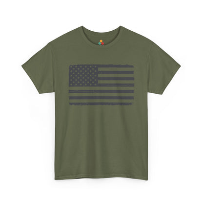 Distressed American Flag military olive green T-Shirt – Vintage Patriotic Gift for Men and Women | TEEZOCA 