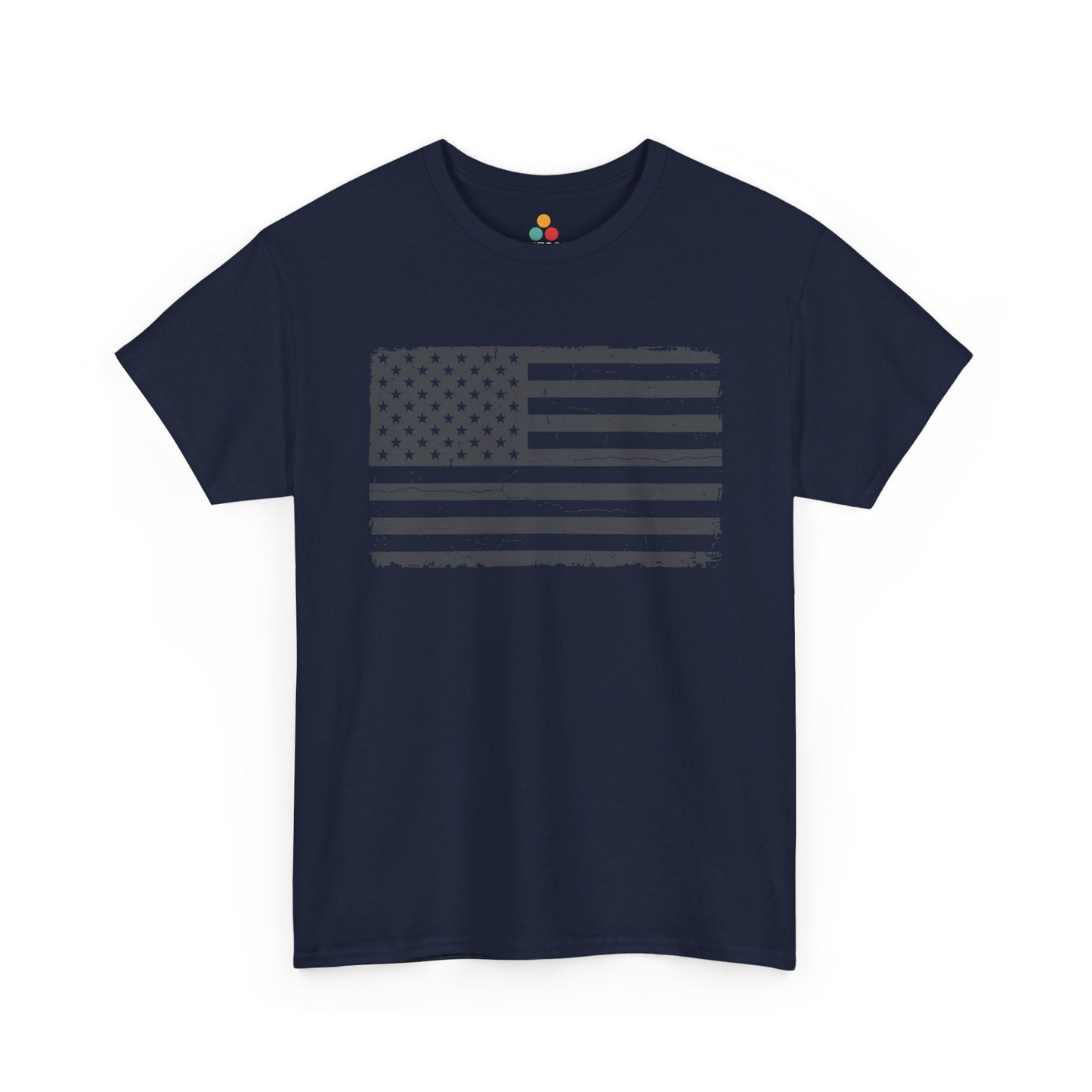 Distressed American Flag navy blue T-Shirt – Vintage Patriotic Gift for Men and Women | TEEZOCA 