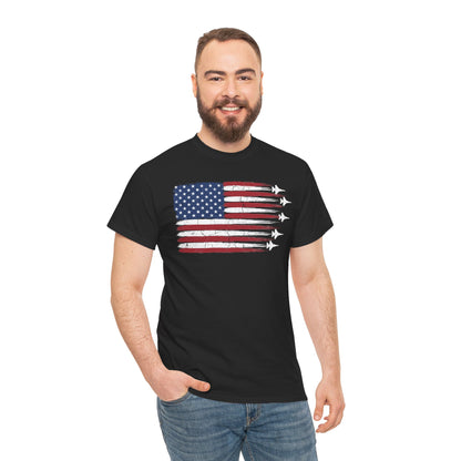 Distressed American flag t-shirt by TEEZOCA for buyers searching for a 4th of July shirt.
