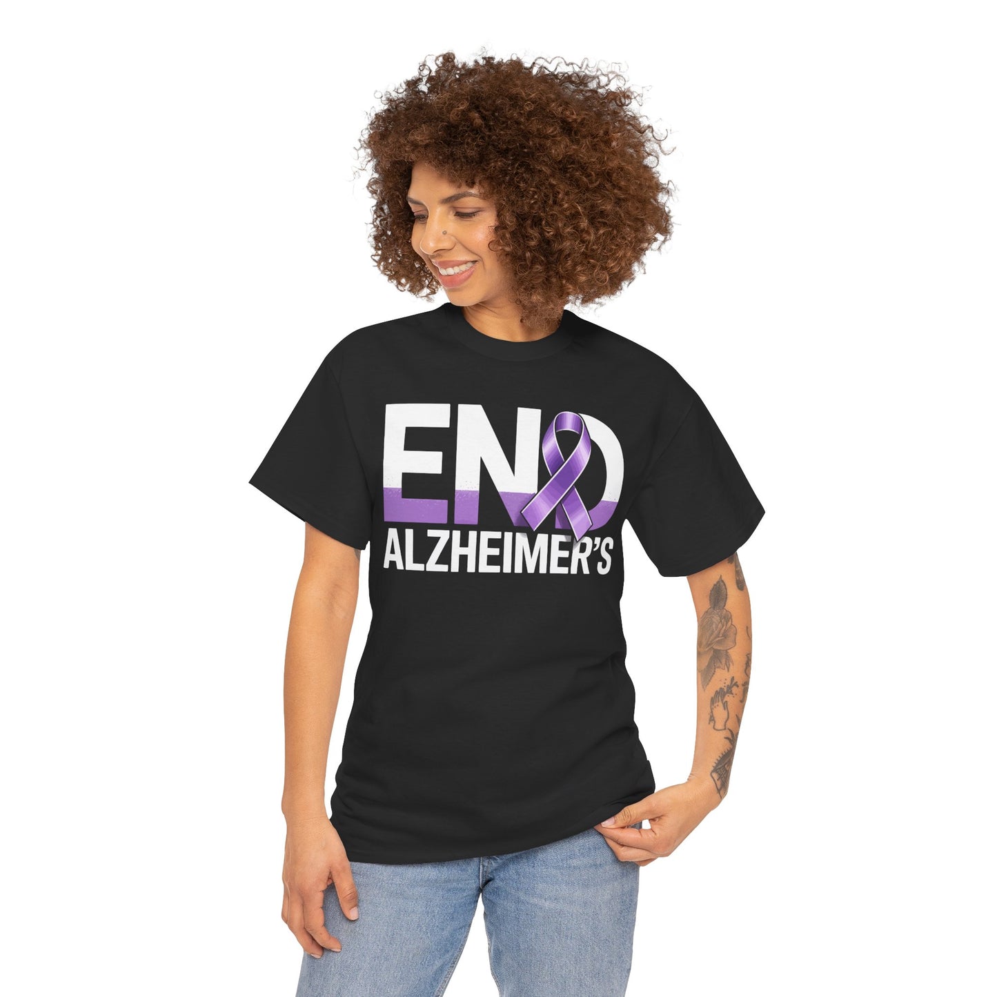 END Alzheimer’s Unisex T-shirt – Purple Ribbon Awareness | TEEZOCA 