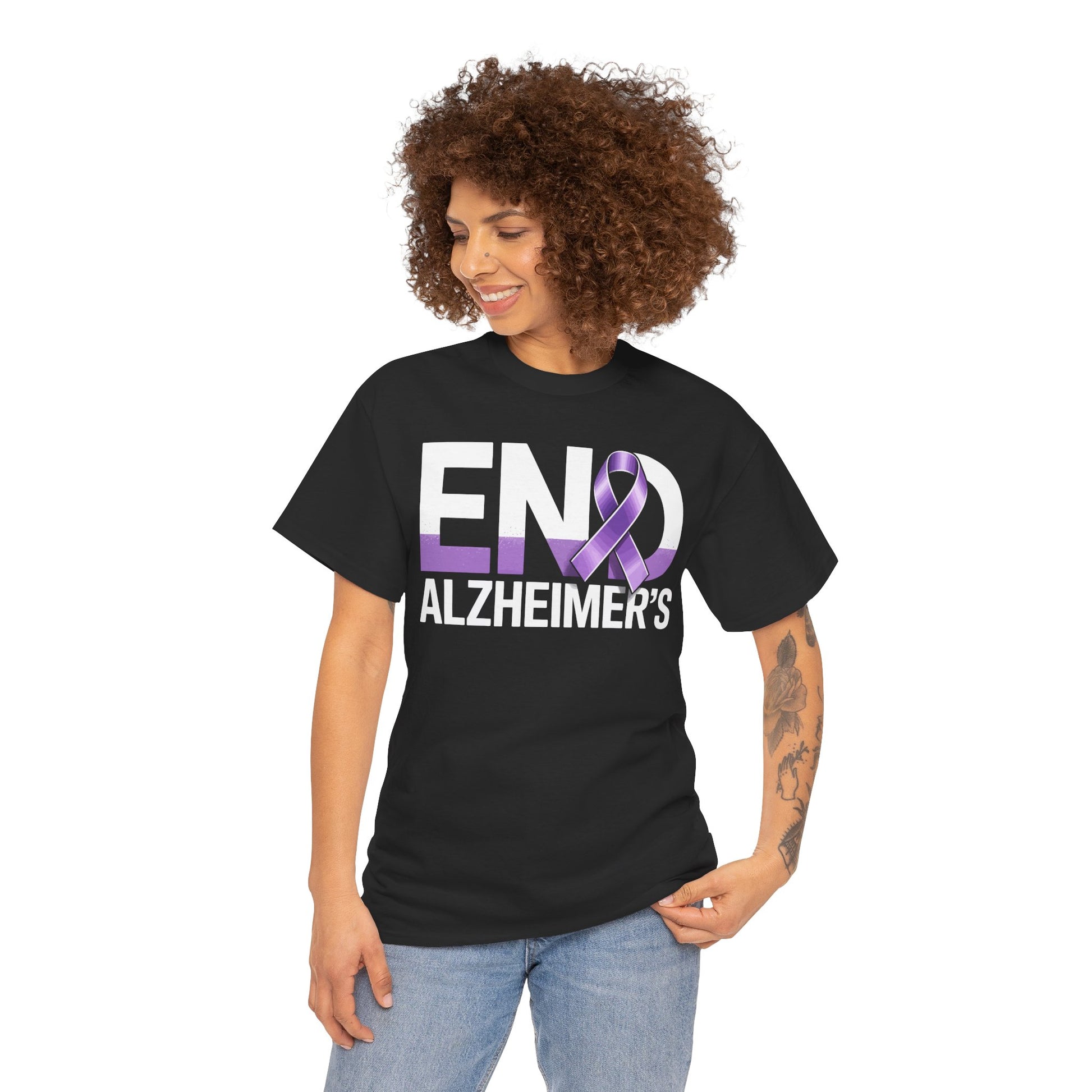 END Alzheimer’s Unisex T-shirt – Purple Ribbon Awareness | TEEZOCA 