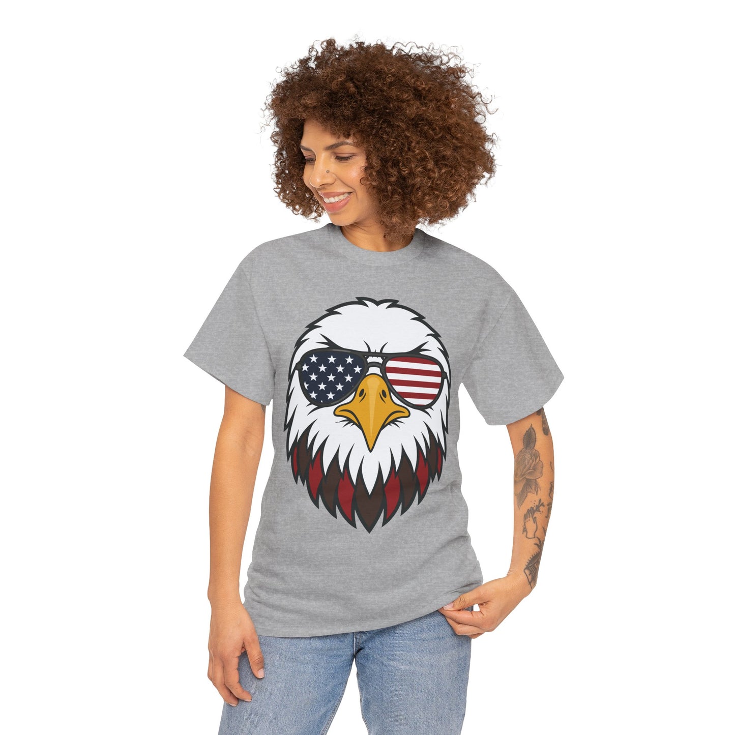 Eagle American Flag Shirt Bald Eagle Sunglasses T-shirt Gift | TEEZOCA eagle american flag shirt t-shirt featuring a bald eagle in American flag sunglasses with bold patriotic graphic style.
