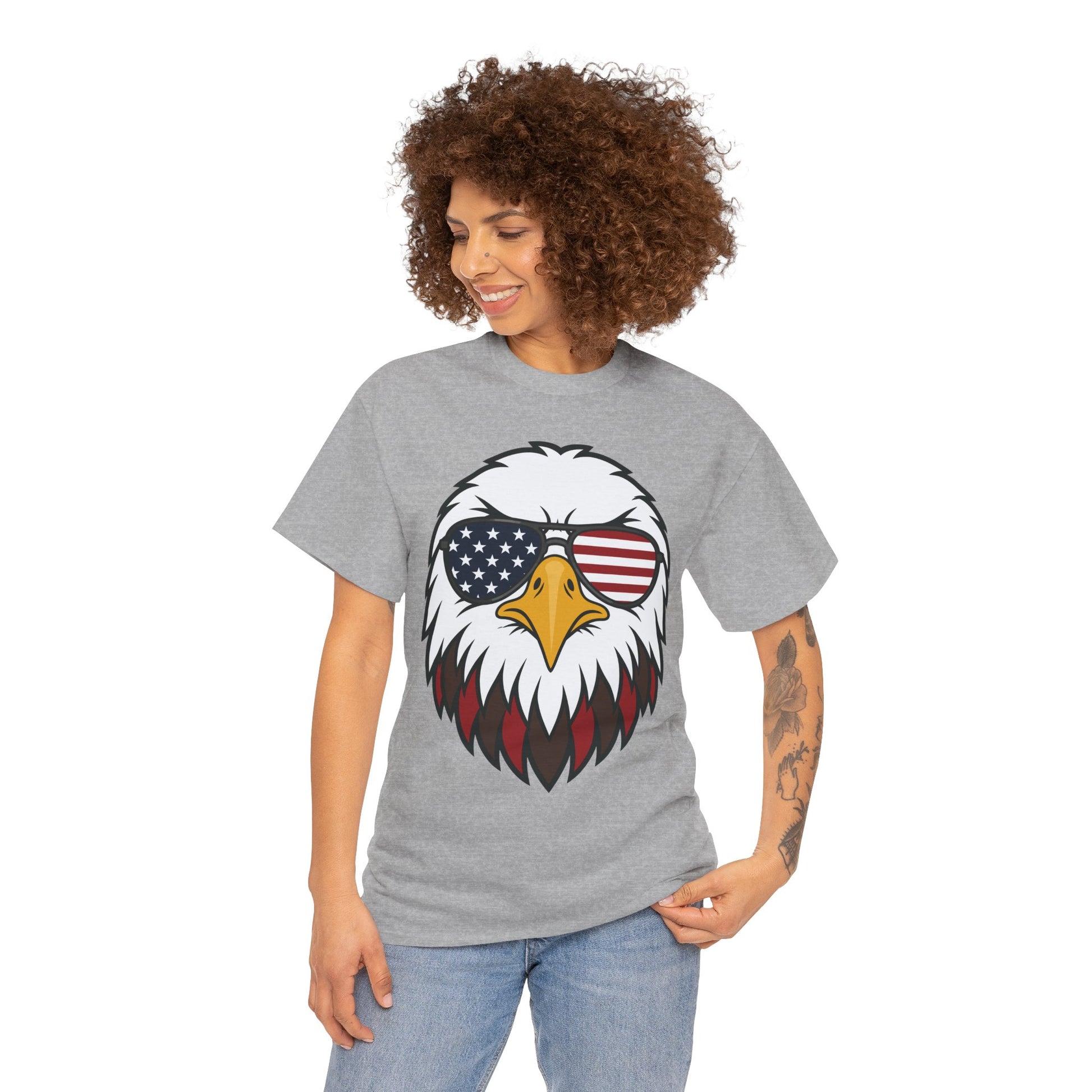 Eagle American Flag Shirt Bald Eagle Sunglasses T-shirt Gift | TEEZOCA eagle american flag shirt t-shirt featuring a bald eagle in American flag sunglasses with bold patriotic graphic style.
