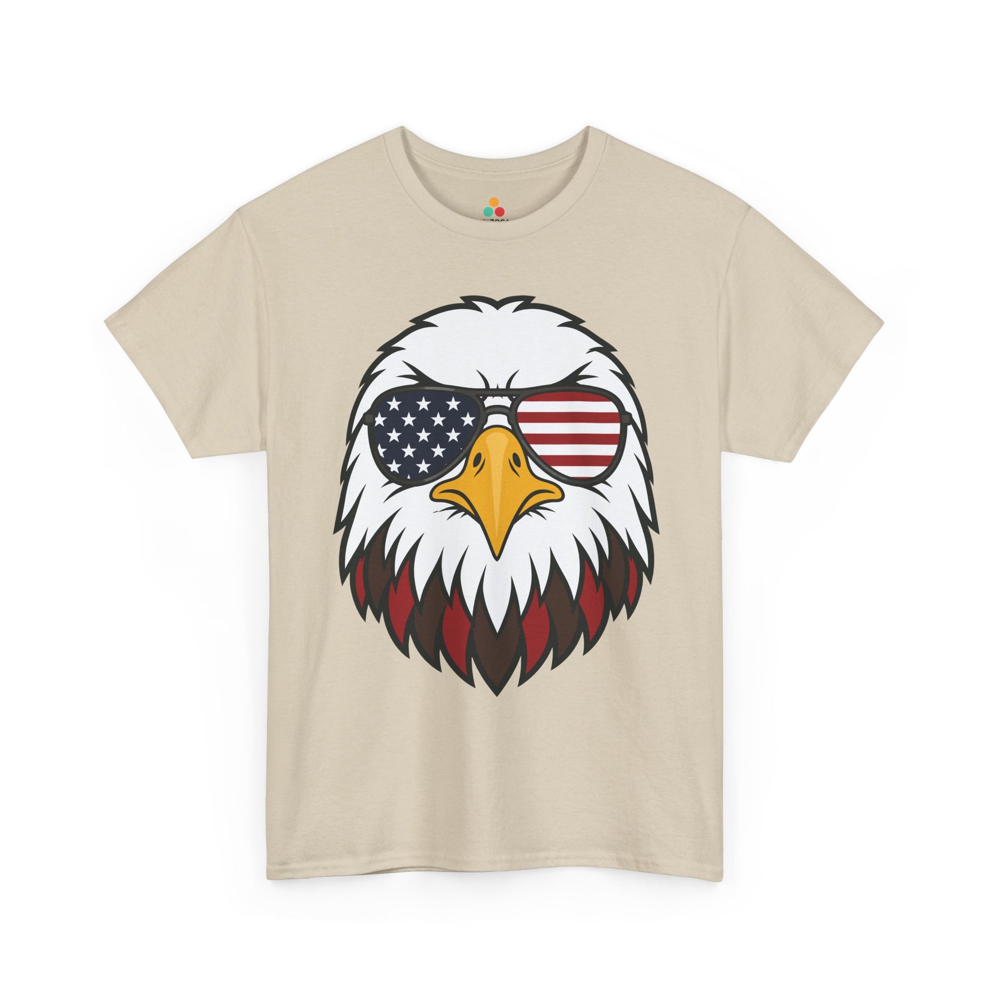 Eagle American Flag Shirt Bald Eagle Sunglasses T-shirt Gift | TEEZOCA merica shirt t-shirt with eagle with sunglasses shirt design, sharp beak, white feathers, and patriotic attitude.
