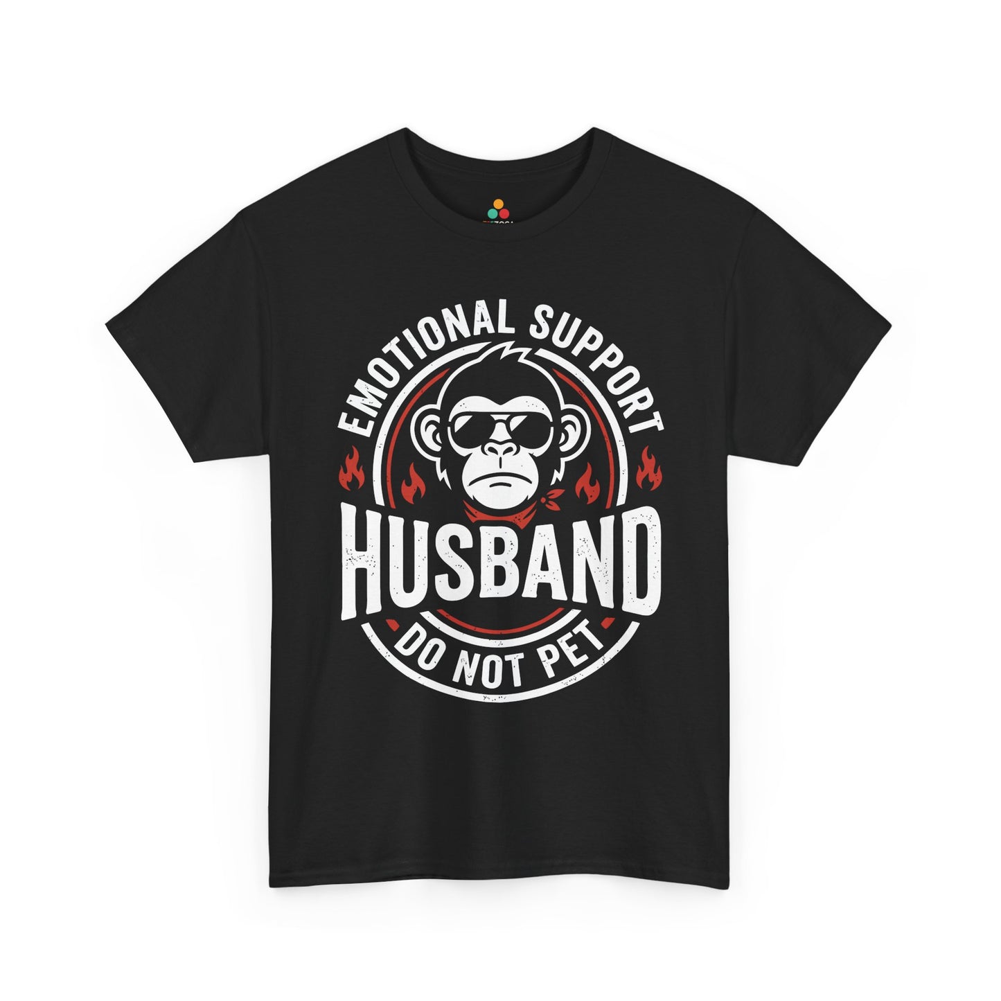 Emotional Support Husband Funny Monkey Unisex T-shirt Humor Gift | TEEZOCA 