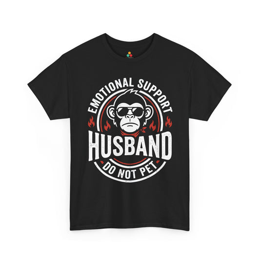 Emotional Support Husband Funny Monkey Unisex T-shirt Humor Gift | TEEZOCA 
