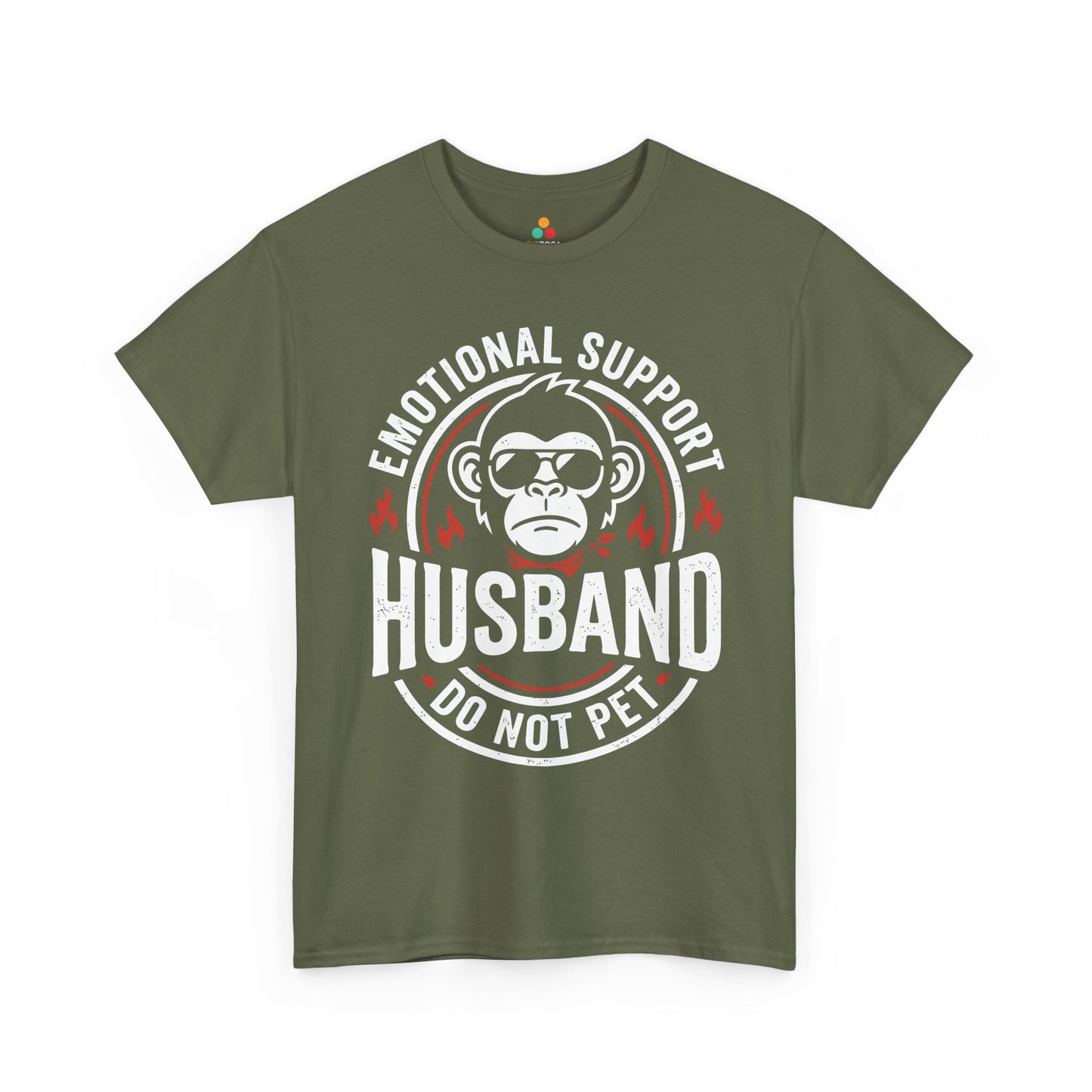 Emotional Support Husband Funny Monkey Unisex T-shirt Humor Gift | TEEZOCA 