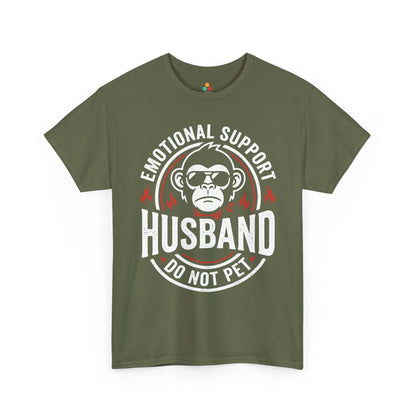 Emotional Support Husband Funny Monkey Unisex T-shirt Humor Gift | TEEZOCA 