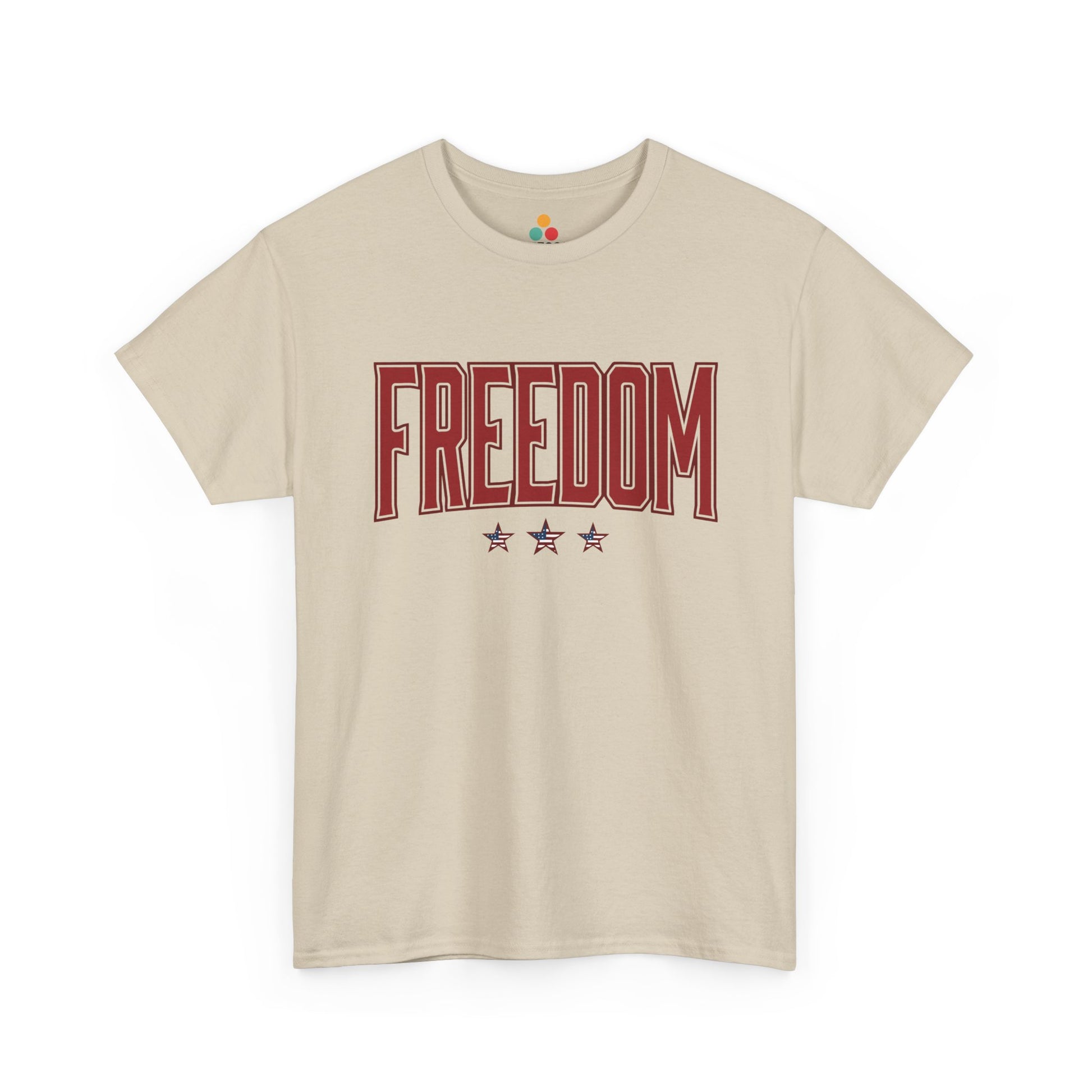 FREEDOM Patriotic oatmeal beige T-Shirt – 4th of July Vintage USA Gift Tee | TEEZOCA 
