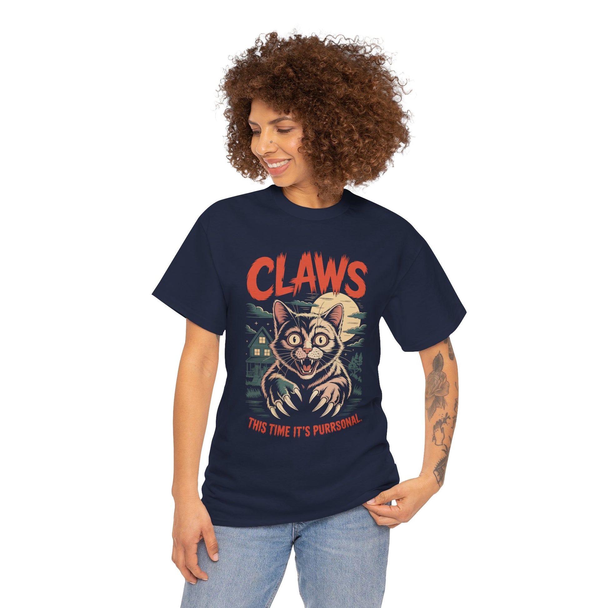 Claws This Time It’s Purrsonal Unisex T-shirt – Fierce Cat Graphic Tee | TEEZOCA 