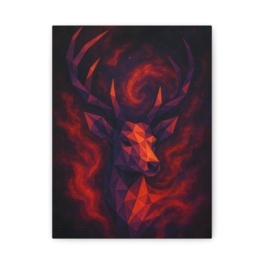 Fiery Geometric Deer Canvas Print – TEEZOCA Fantasy Wall Art