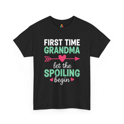 First Time Grandma Let The Spoiling Begin Black T-Shirt – New Nana Gift | TEEZOCA 