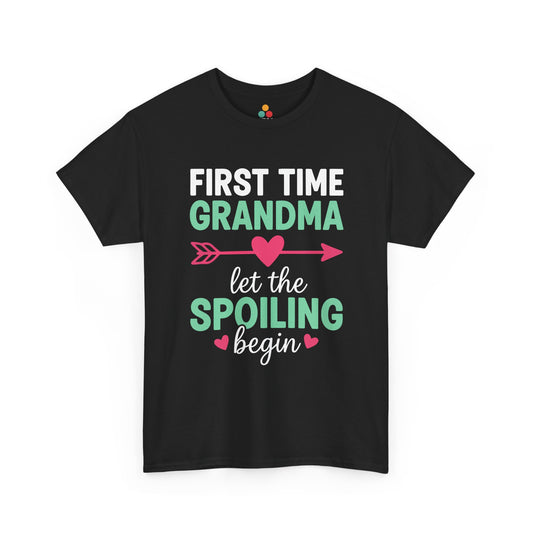 First Time Grandma Let The Spoiling Begin Black T-Shirt – New Nana Gift | TEEZOCA 