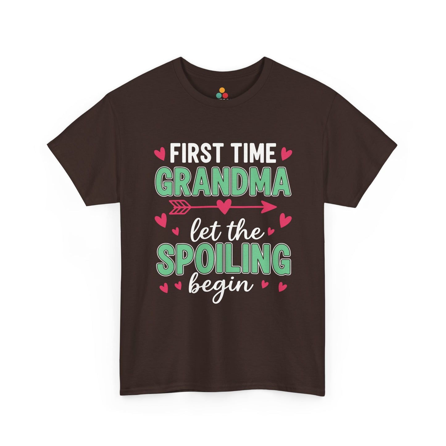 First Time Grandma Let the Spoiling Begin Brown T‑Shirt – Funny New Grandma Gift | TEEZOCA 
