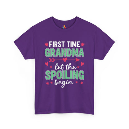 First Time Grandma Let the Spoiling Begin Purple T‑Shirt – Funny New Grandma Gift | TEEZOCA 