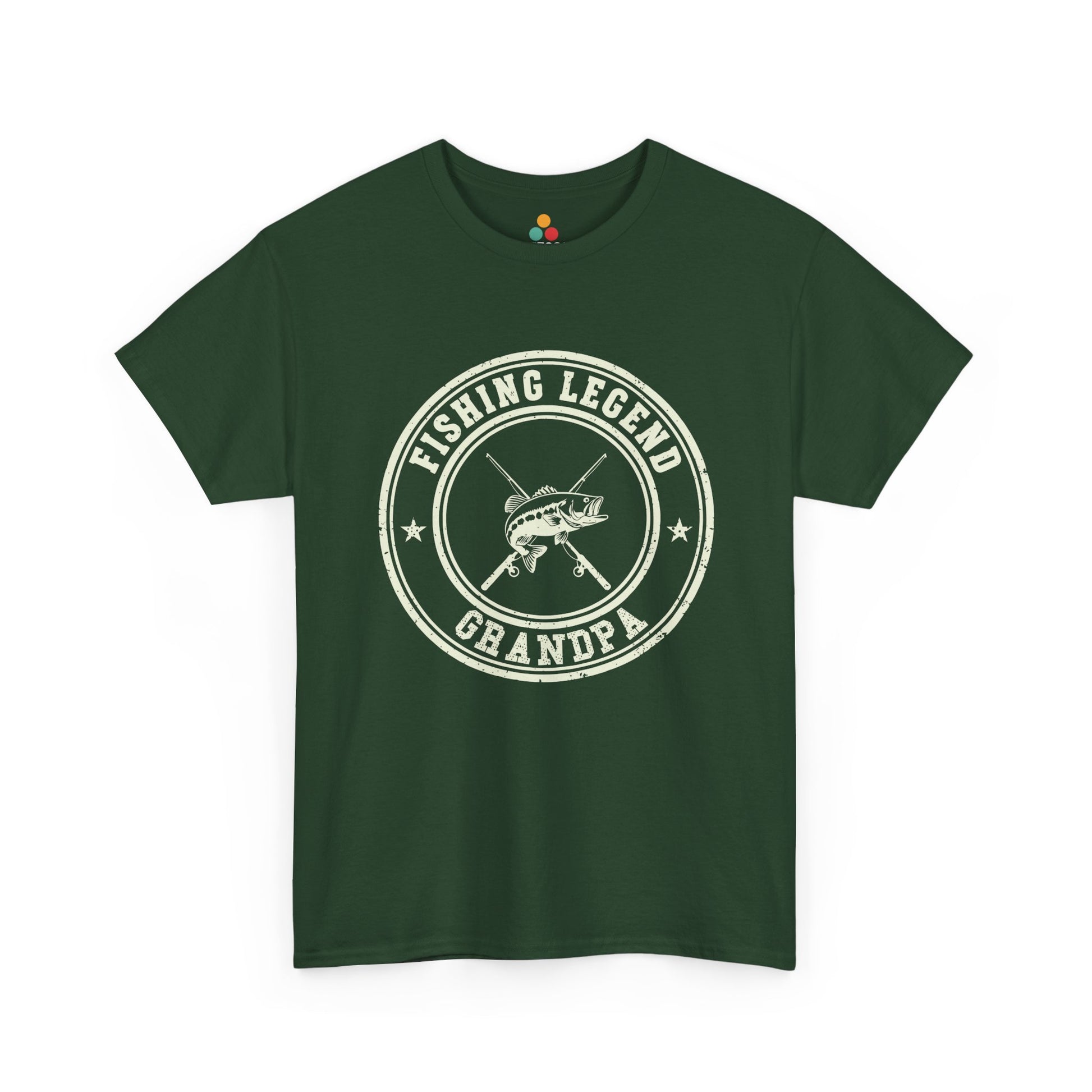 Fishing Legend Grandpa Forest Green T-Shirt – Vintage Angler Gift | TEEZOCA 