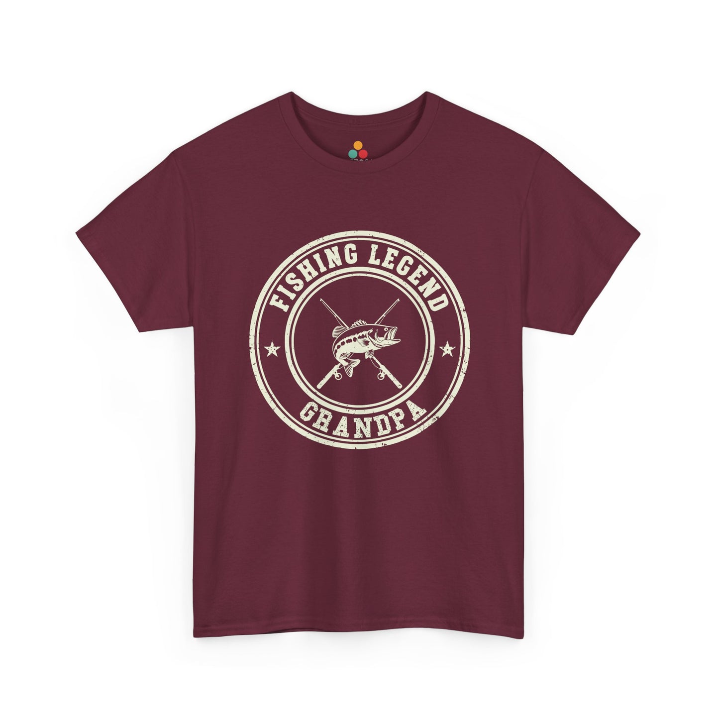 Fishing Legend Grandpa Maroon T-Shirt – Vintage Angler Gift | TEEZOCA 
