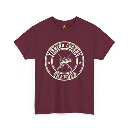 Fishing Legend Grandpa Maroon T-Shirt – Vintage Angler Gift | TEEZOCA 
