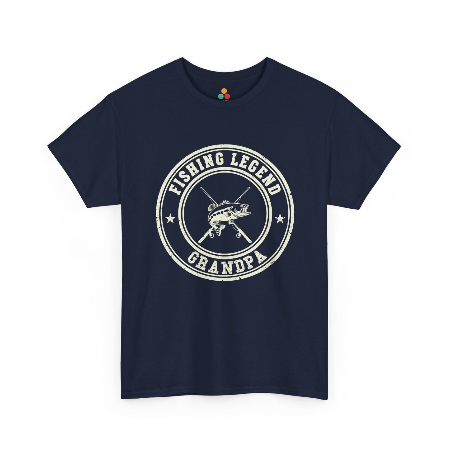 Fishing Legend Grandpa Navy Blue T-Shirt – Vintage Angler Gift | TEEZOCA 