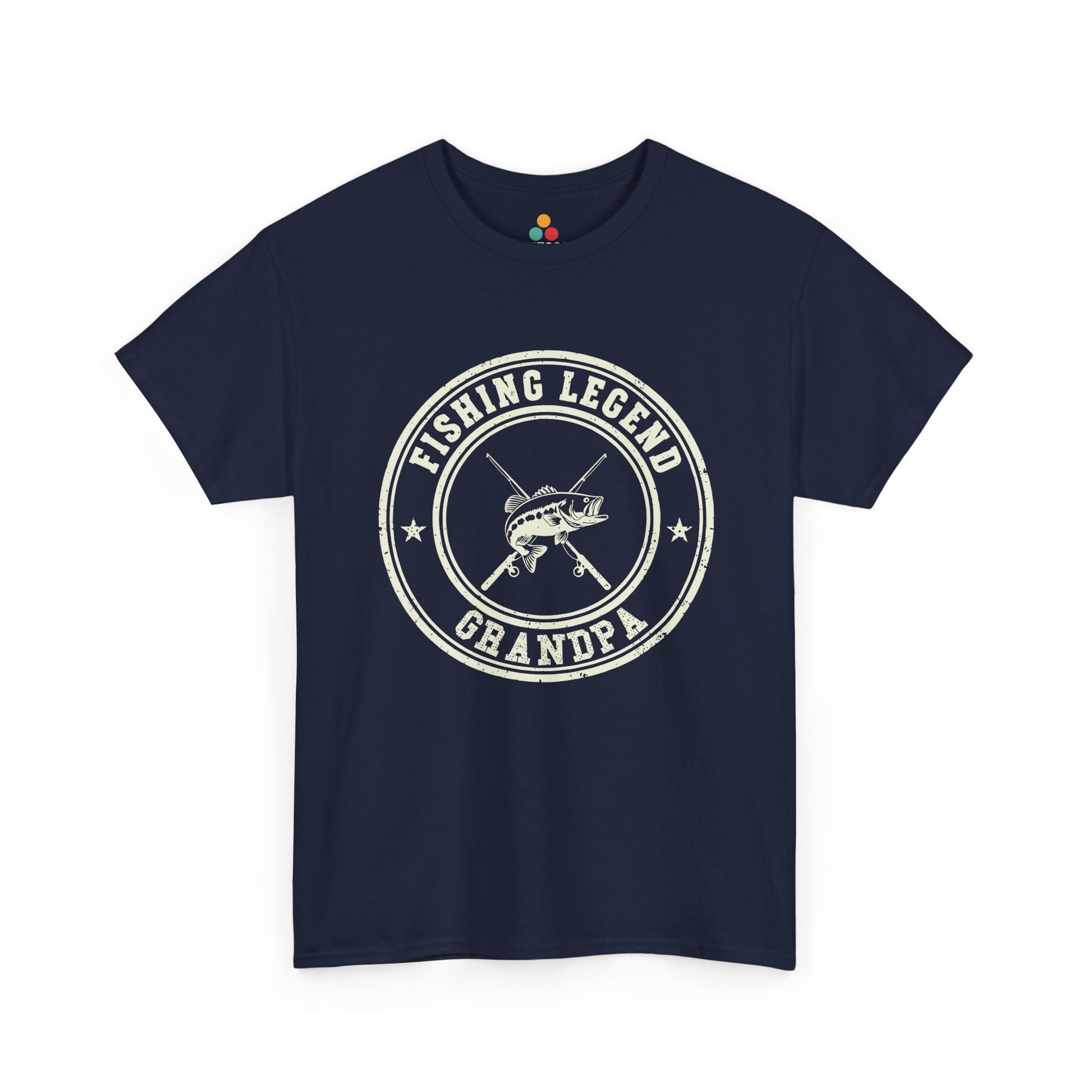 Fishing Legend Grandpa Navy Blue T-Shirt – Vintage Angler Gift | TEEZOCA 