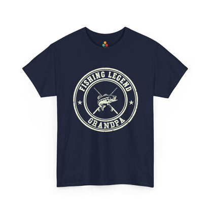 Fishing Legend Grandpa Navy Blue T-Shirt – Vintage Angler Gift | TEEZOCA 