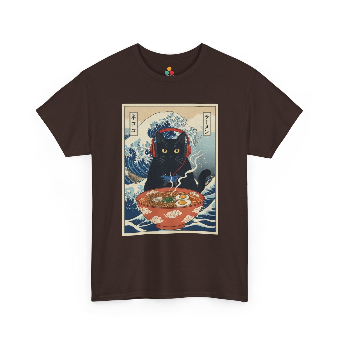 Gamer Cat Ramen Wave T-Shirt – Japanese Aesthetic Gaming Animals Graphic Tee | TEEZOCA 