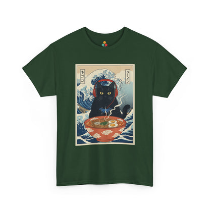 Gamer Cat Ramen Wave T-Shirt – Japanese Aesthetic Gaming Animals Graphic Tee | TEEZOCA 