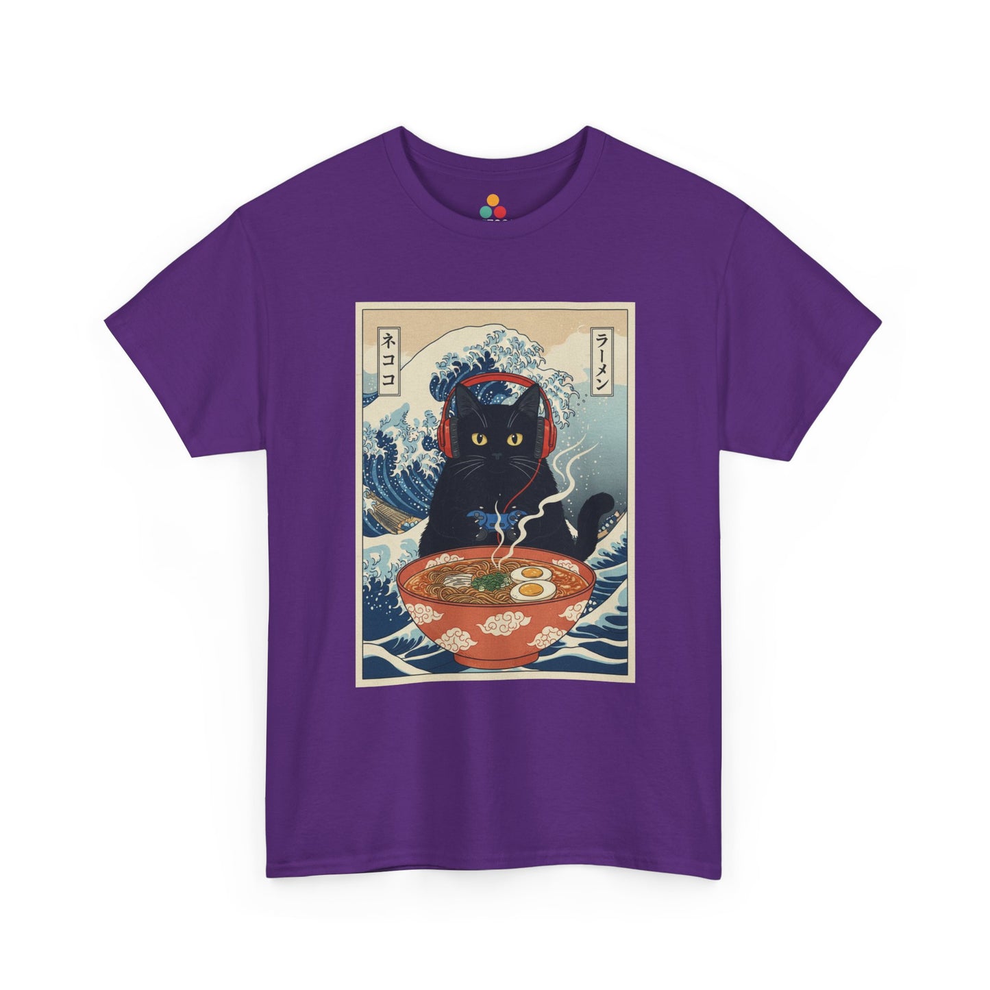 Gamer Cat Ramen Wave T-Shirt – Japanese Aesthetic Gaming Animals Graphic Tee | TEEZOCA 