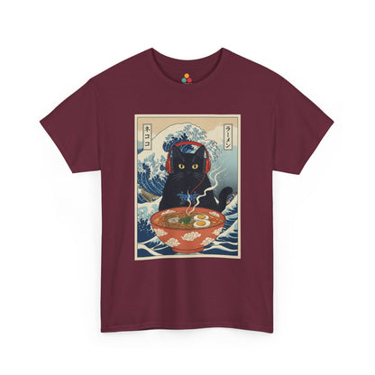 Gamer Cat Ramen Wave T-Shirt – Japanese Aesthetic Gaming Animals Graphic Tee | TEEZOCA 