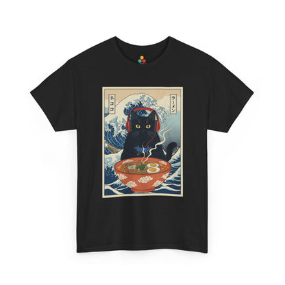 Gamer Cat Ramen Wave T-Shirt – Japanese Aesthetic Gaming Animals Graphic Tee | TEEZOCA 