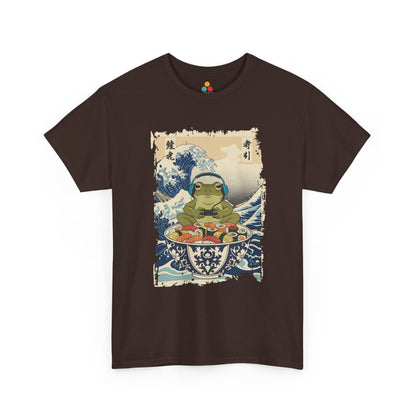 Gamer Frog Sushi Wave T-Shirt – Japanese Aesthetic Gaming Animals Graphic Tee | TEEZOCA 