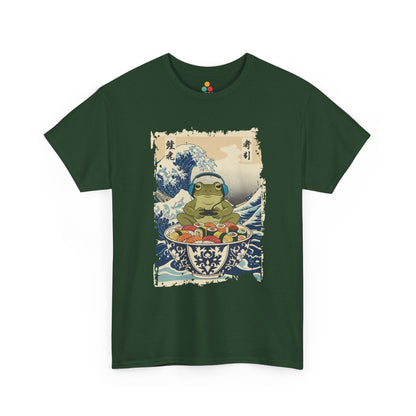 Gamer Frog Sushi Wave T-Shirt – Japanese Aesthetic Gaming Animals Graphic Tee | TEEZOCA 