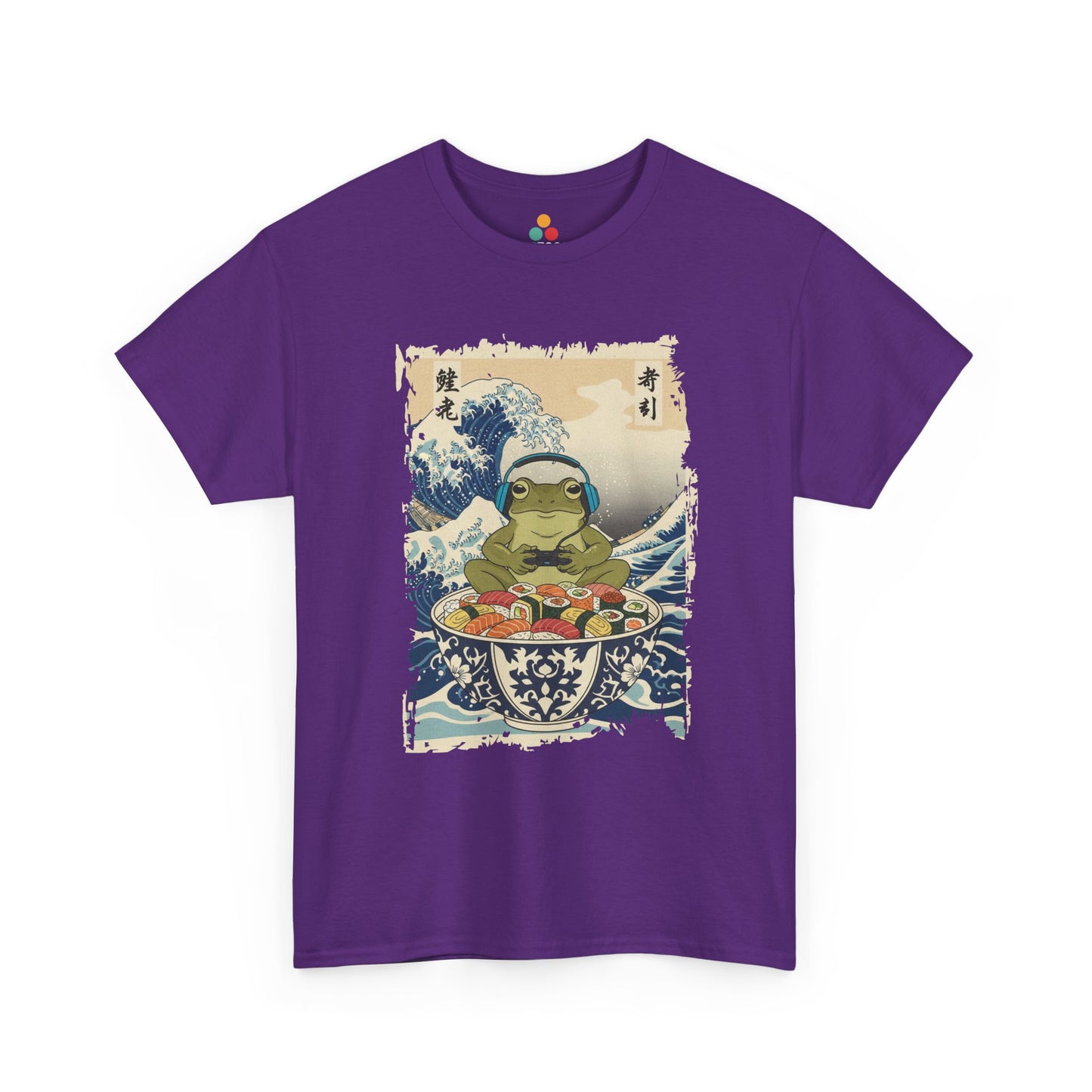 Gamer Frog Sushi Wave T-Shirt – Japanese Aesthetic Gaming Animals Graphic Tee | TEEZOCA 