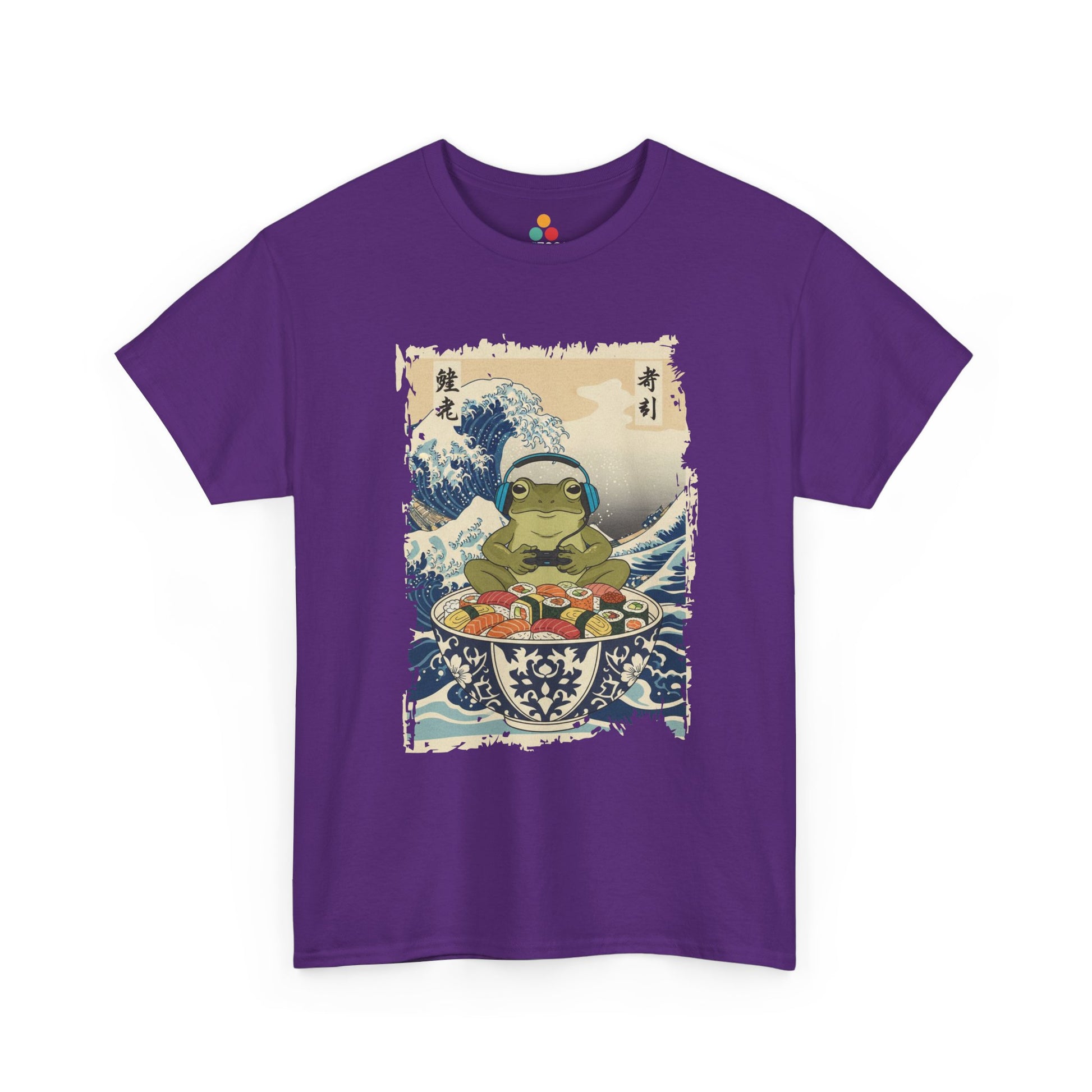 Gamer Frog Sushi Wave T-Shirt – Japanese Aesthetic Gaming Animals Graphic Tee | TEEZOCA 